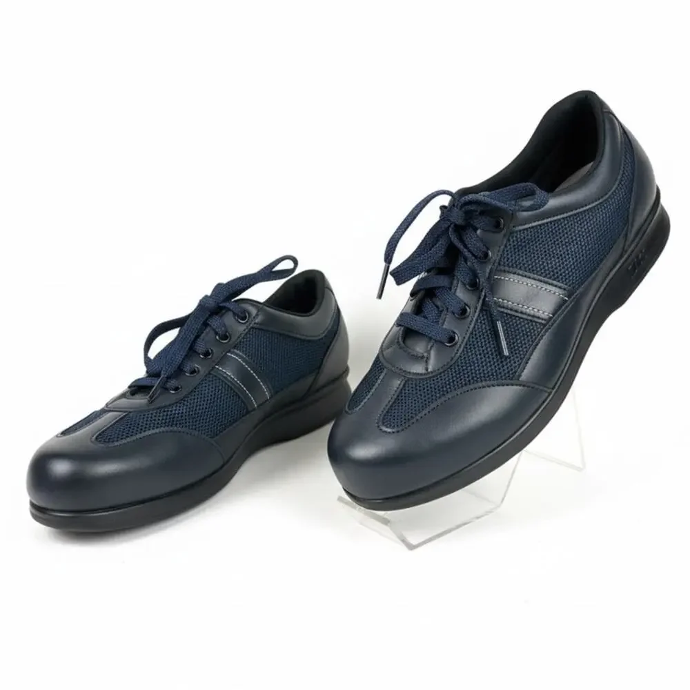 SAS FT Mesh Leather Navy Walking Comfort Shoes Womens size 9